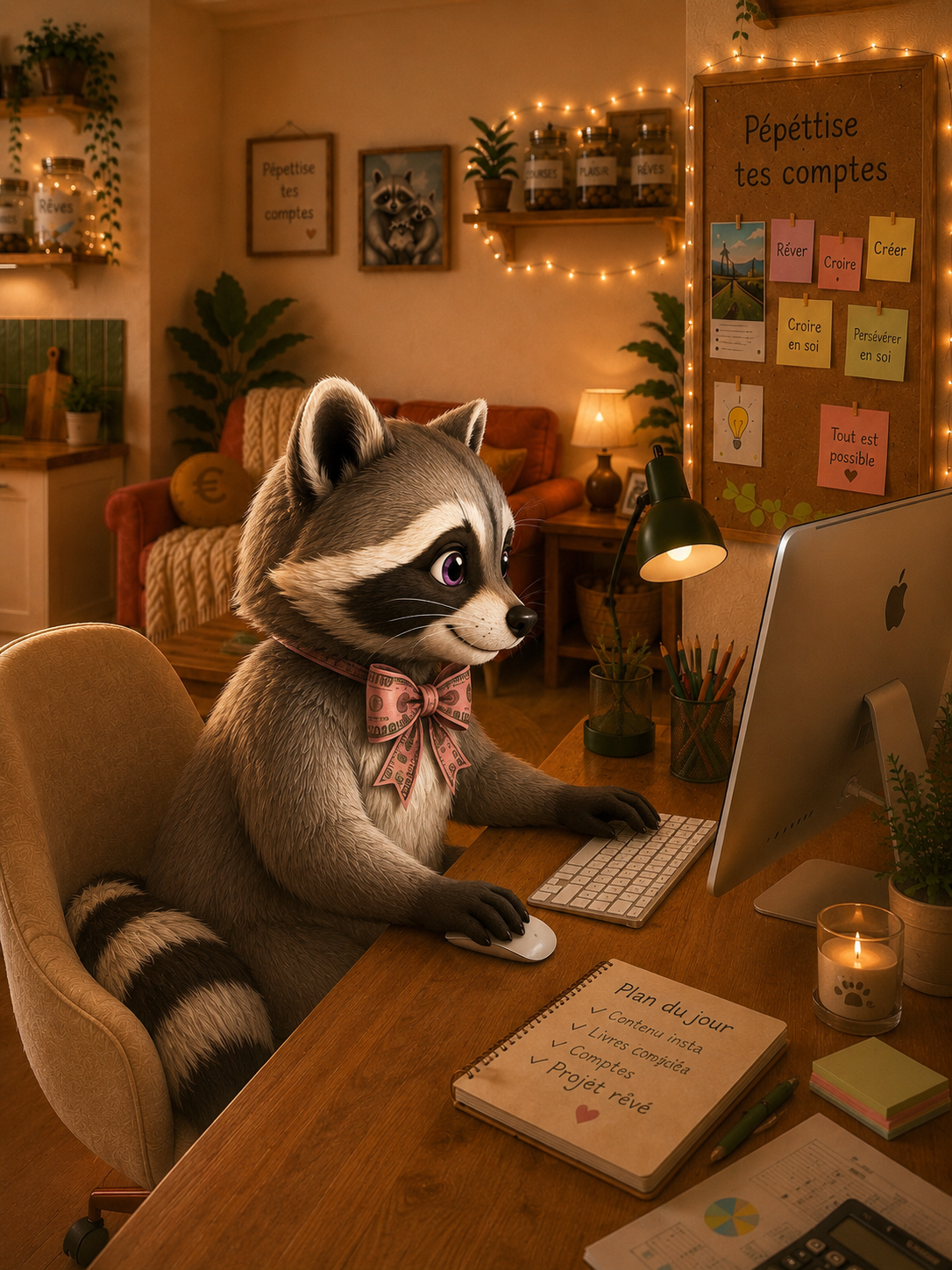 Pépette à son bureau